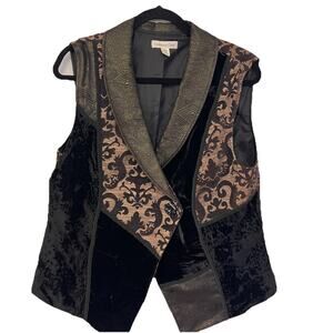 Coldwater Creek Tapestry Velvet Vest Womens Artsy Hippie Boho Retro Size L